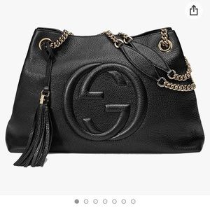 Gucci Soho Medium Black Double Leather Chain Shoulder Bag Tote
Black Gold